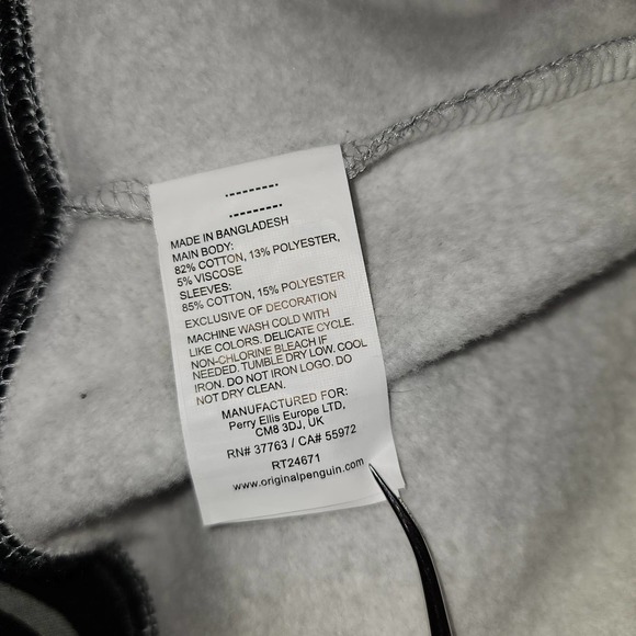 PENGUIN Men's Varsity Gray & Black Rib Knit Button Closure Bomber Jacket Sz XL - Picture 10 of 14